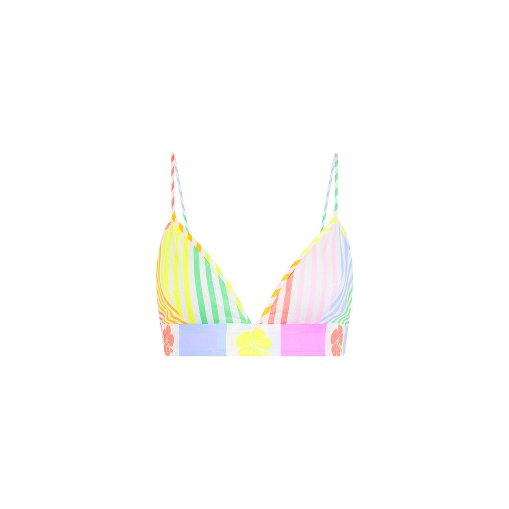 11487: Bralette Crop Top - Hibiscus Rainbow