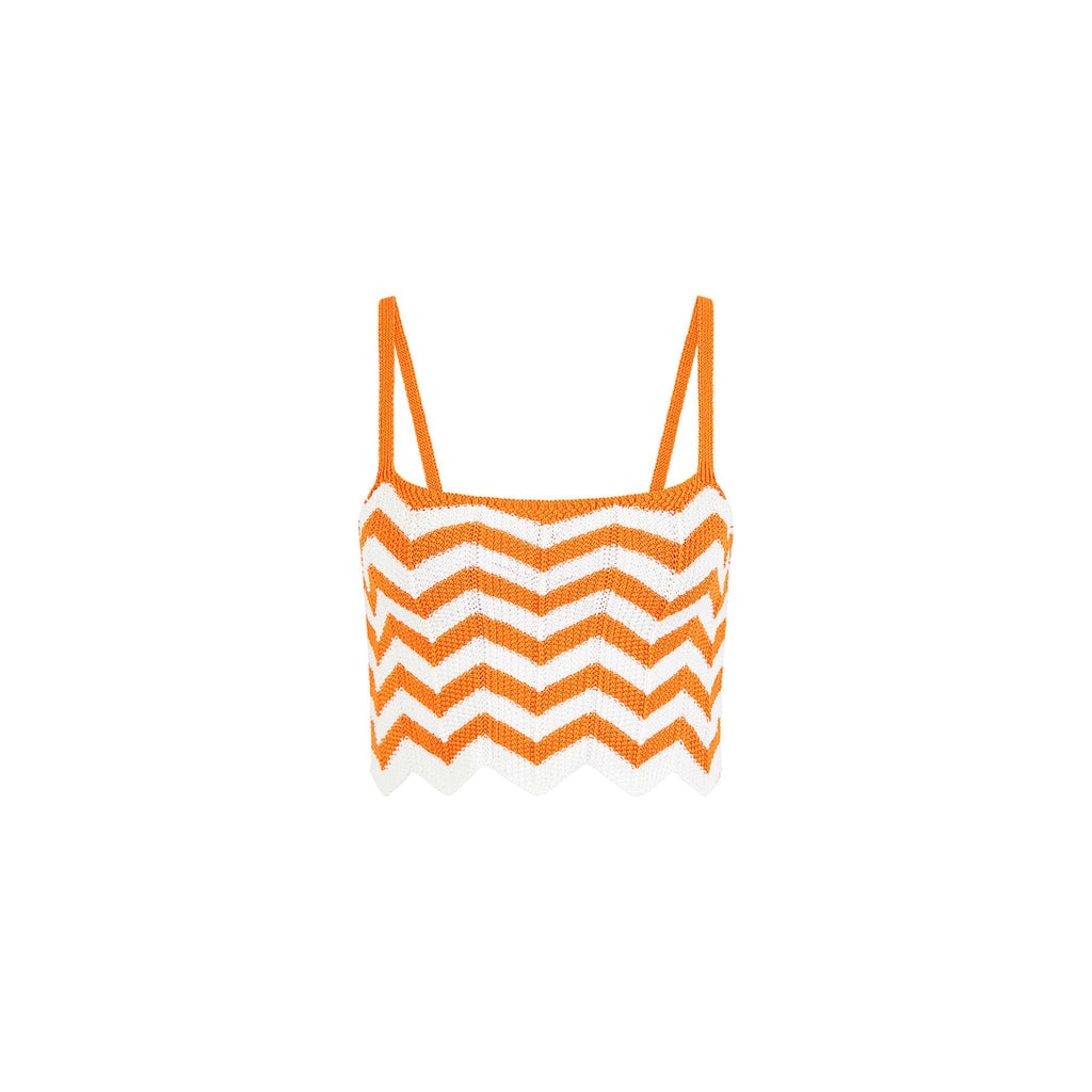 11500: Chevron Knit Crop Tank - Dreamsicle