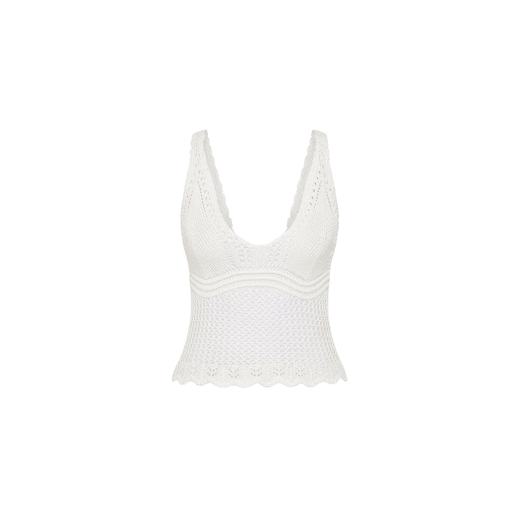 11512: Crochet Knit Cami - Ivory
