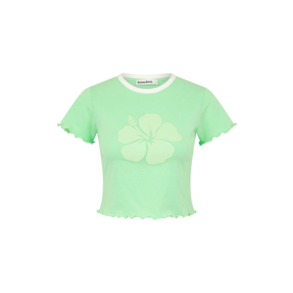 11575: Lettuce Cropped Mini Tee - Apple Sorbet