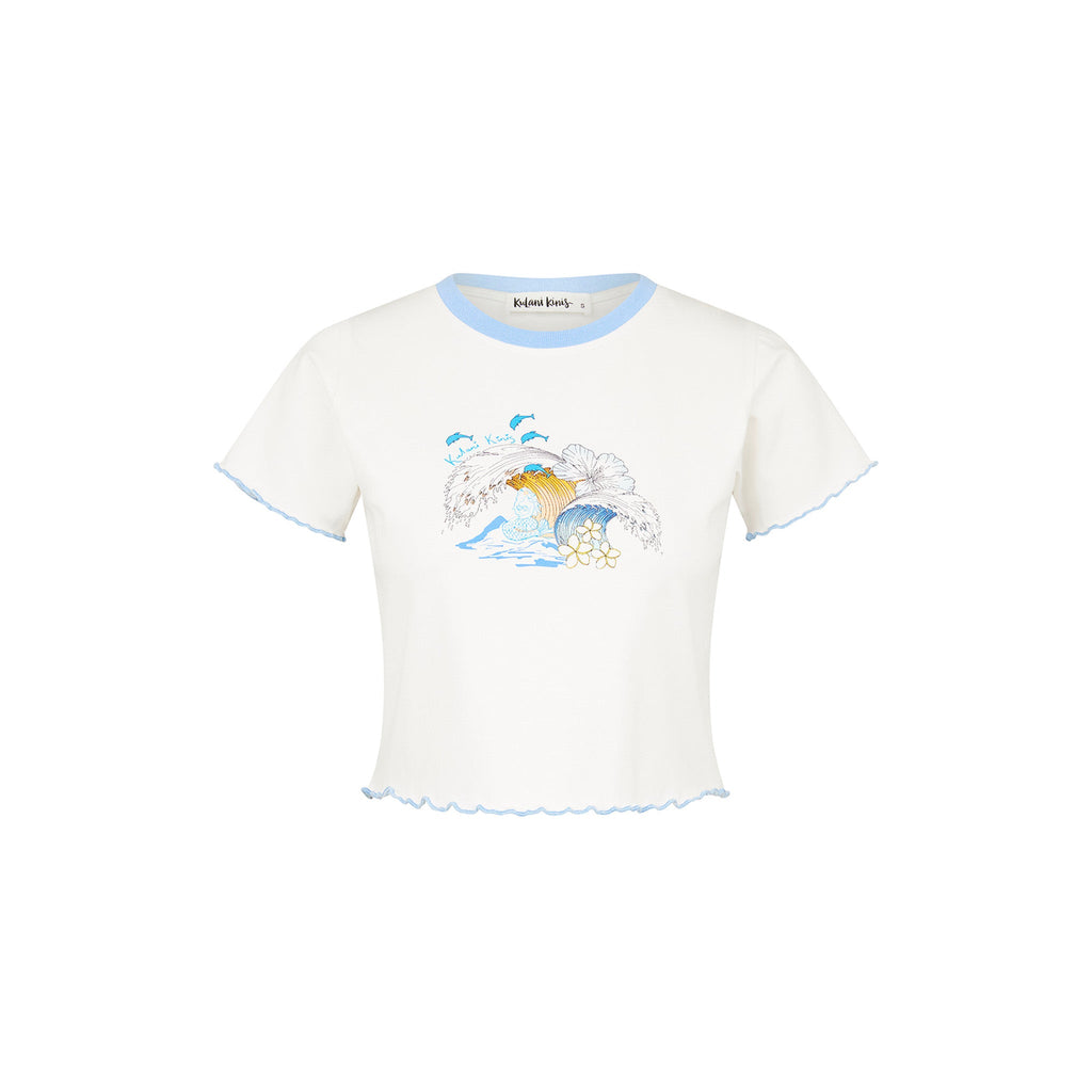 11575: Lettuce Cropped Mini Tee - Blue Crush