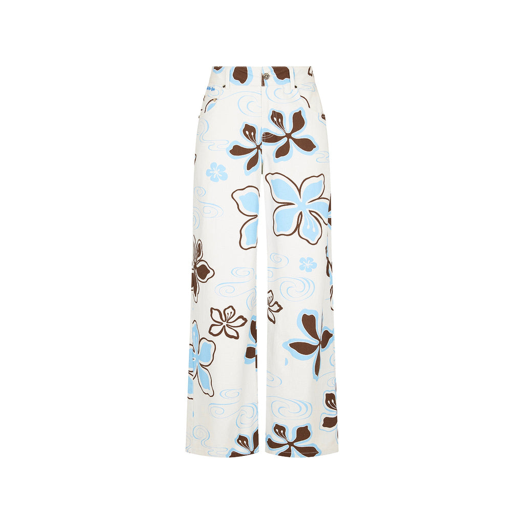 12578: Straight Leg Printed Jean - Coco Lush