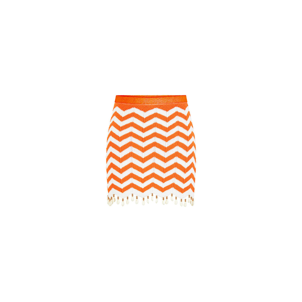 14501: Chevron Knit Mini Skirt - Dreamsicle