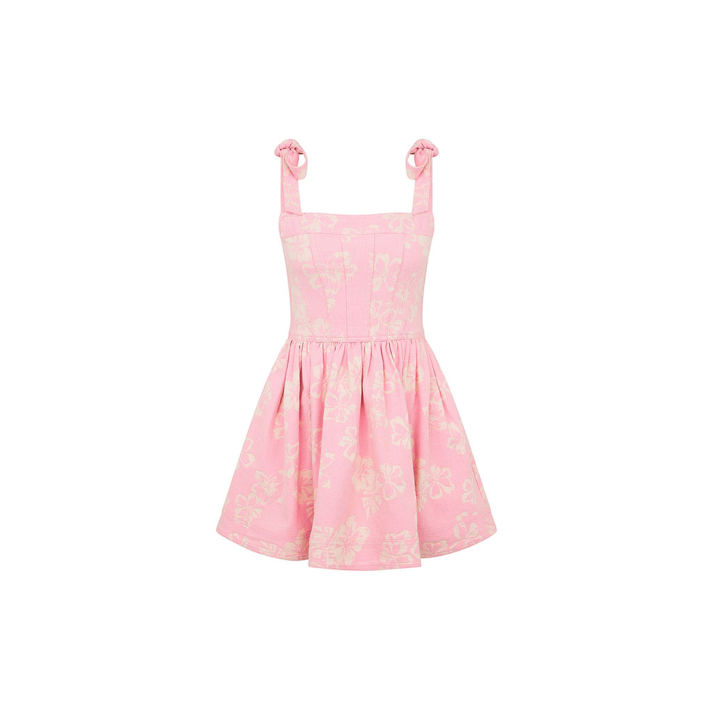 14534: Ruffle Corset Mini Dress - Pixie Denim