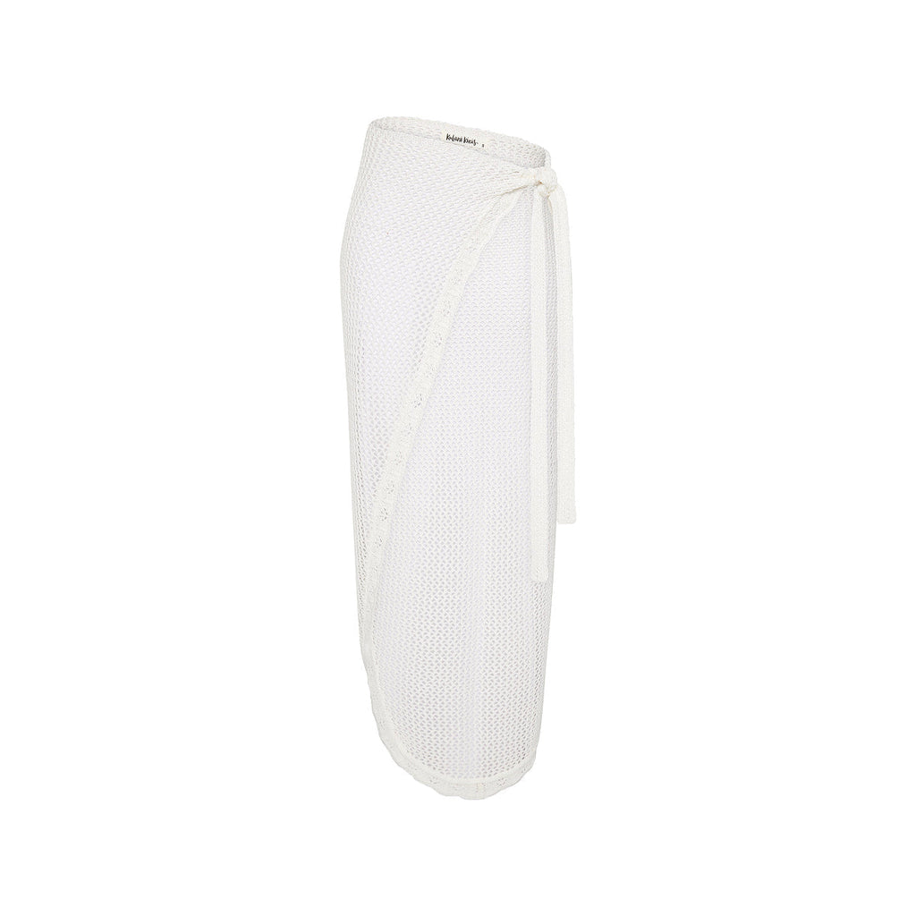 15514: Crochet Knit Maxi Sarong - Ivory