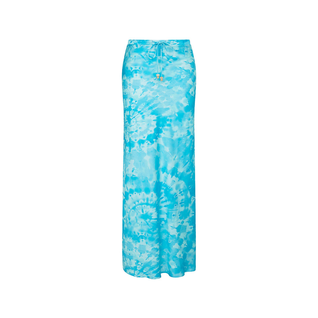 15576: Bias Drawstring Maxi Skirt - Starry Seas