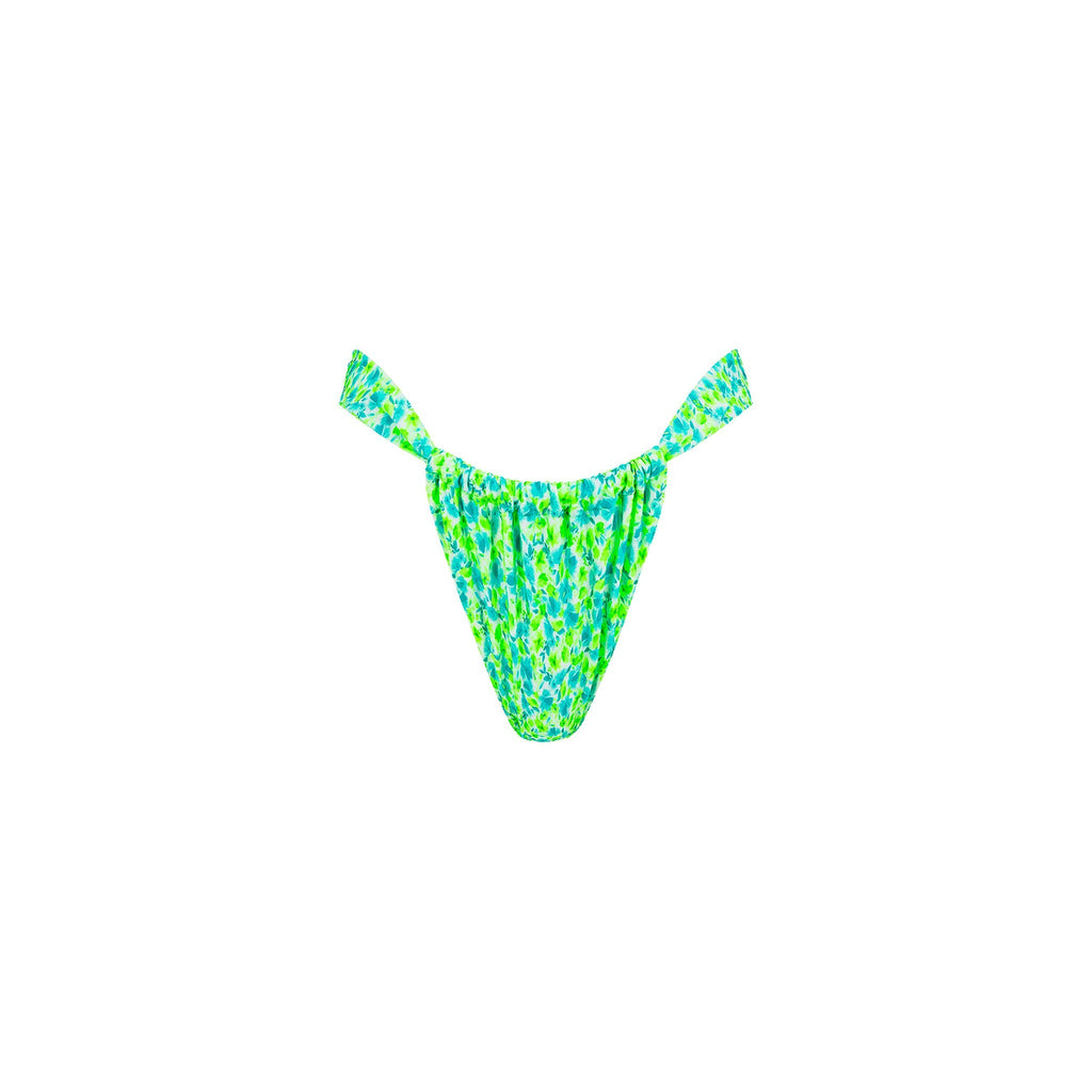 BOT237: Ruched Thong Bikini Bottom - Apple Blossom