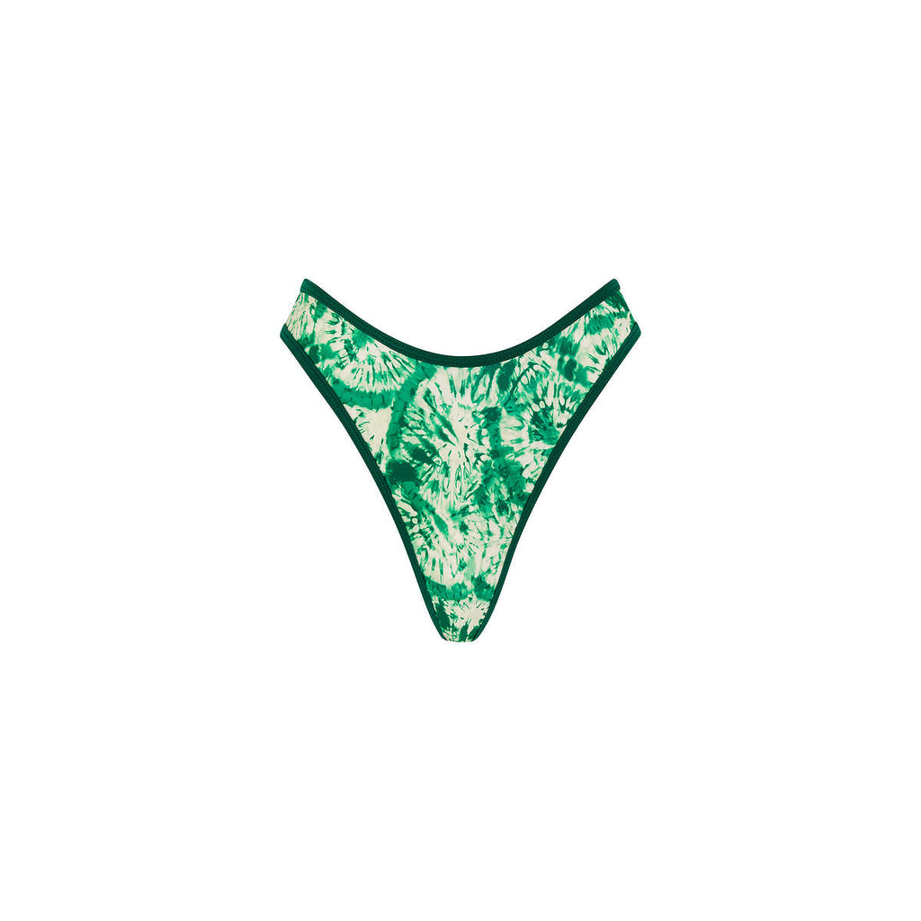 BOT248: High Leg Thong Bikini Bottom - Emerald Tides