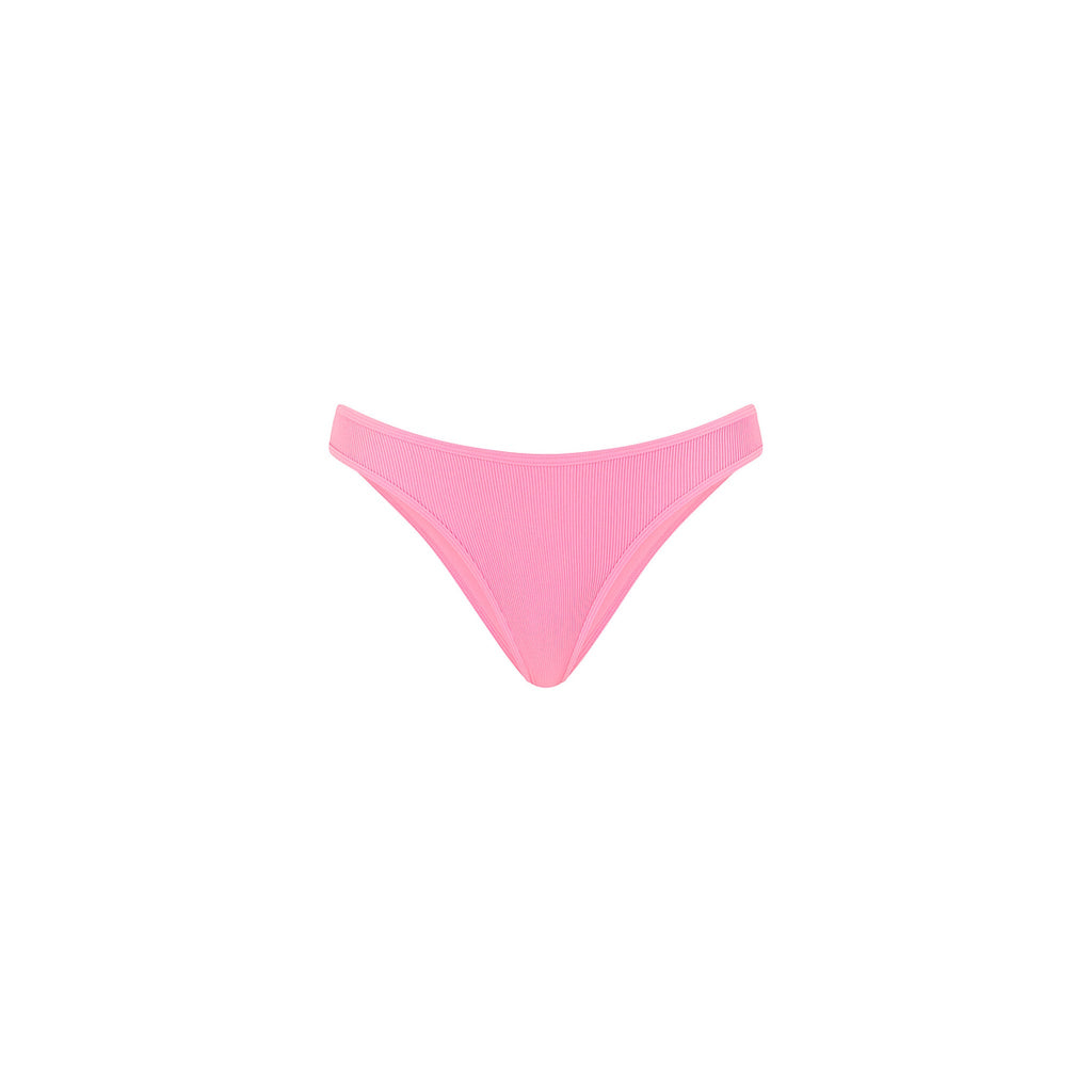 BOT249: Modest Bind Full Coverage Bikini Bottom - Taffy Pink Ribbed