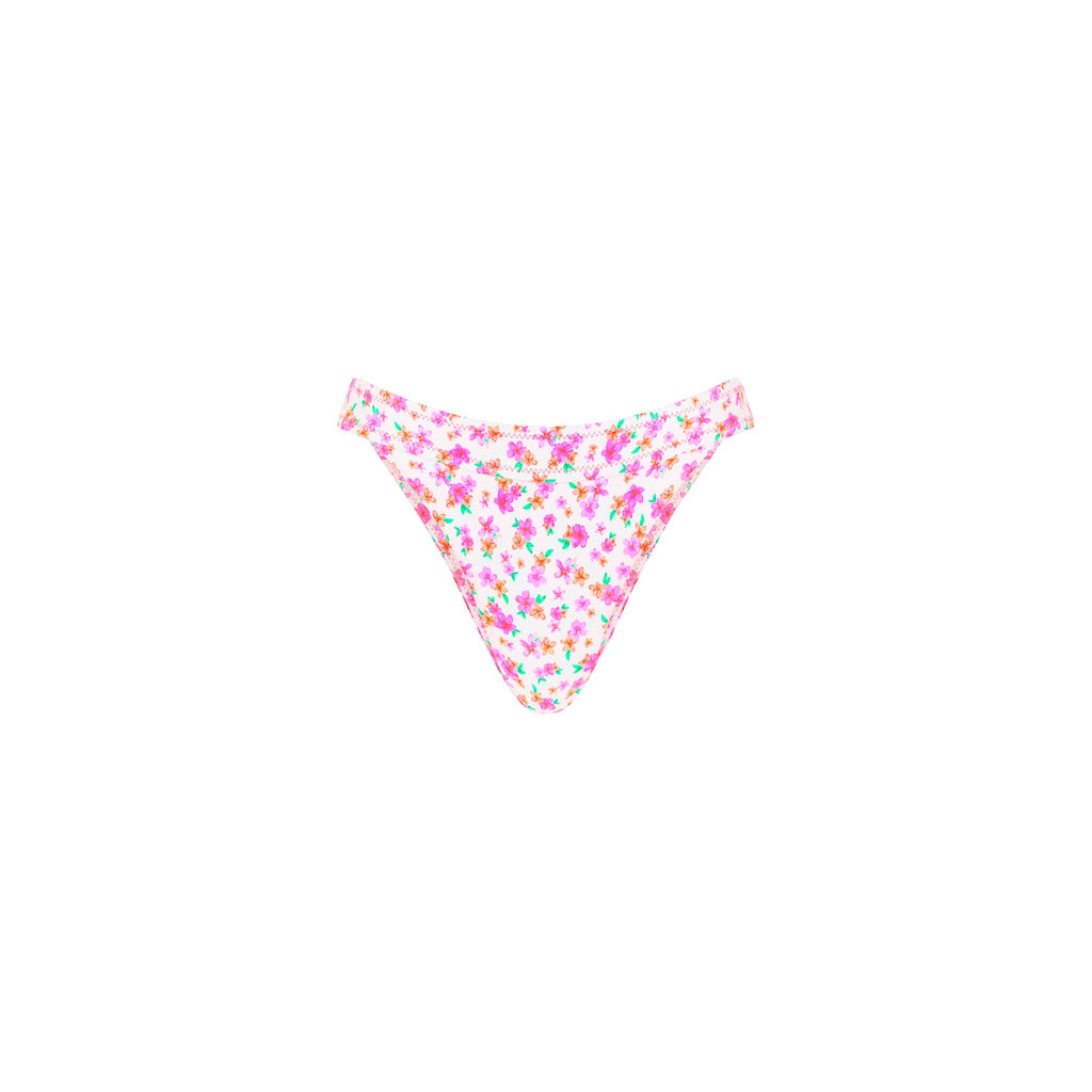 BOT252: Wide Band Mid Full Coverage Bikini Bottom - Flamingo Flora
