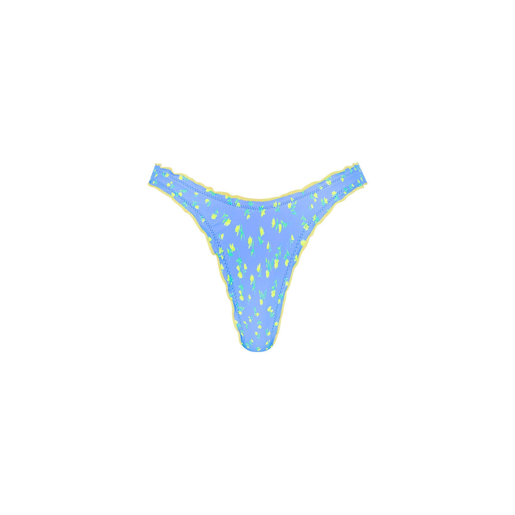 BOT256: Lettuce Edge Thong Bikini Bottom - Lemon Bloom