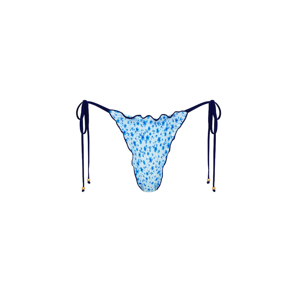 BOT257: Lettuce Edge Thong Tie Bikini Bottom - Dream Flower