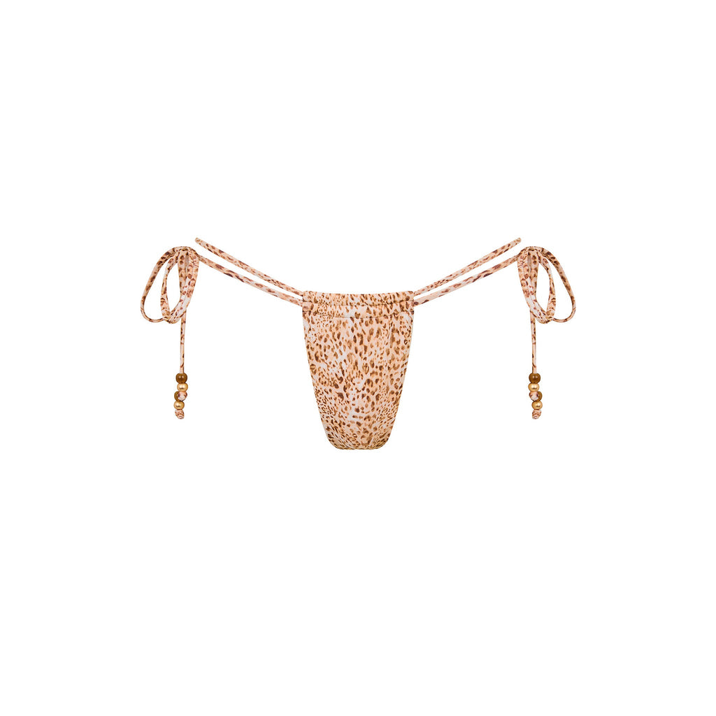 BOT265: Tie Ruched Thong Bikini Bottom - Wild Skies