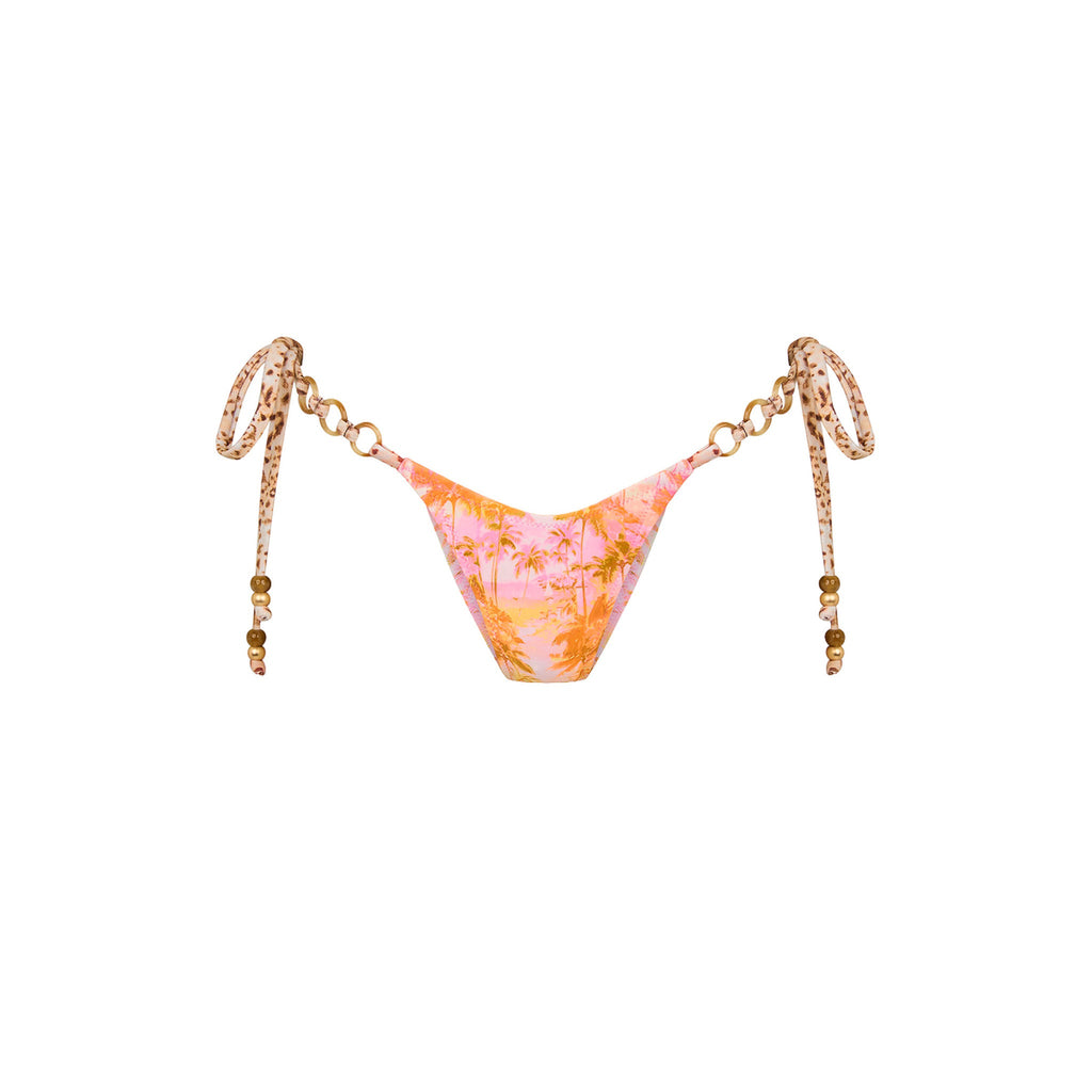 BOT274: Trio Ring Cheeky Tie Bikini Bottom - Wild Skies