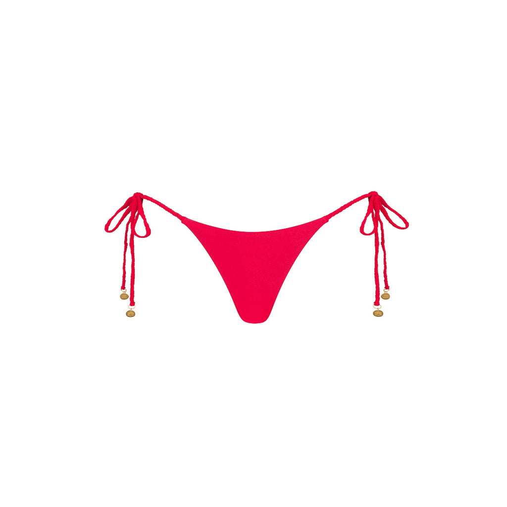 BOT283: Braided Thong Tie Side Bikini Bottom - Cherry Crush