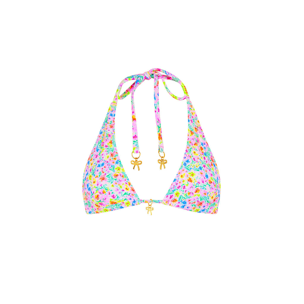 TOP170: Classic Tie Halter Bikini Top - Moonflower