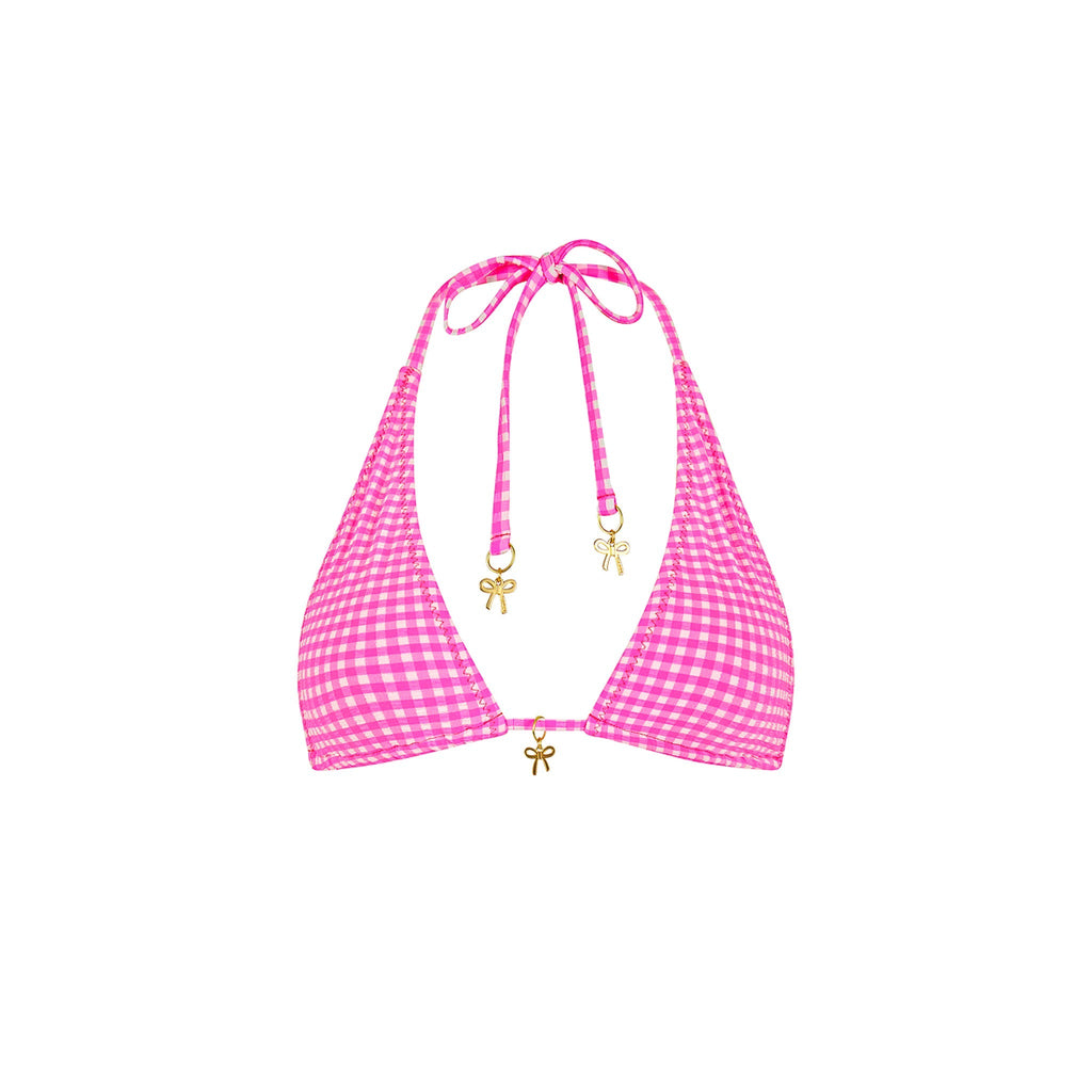 TOP170: Classic Tie Halter Bikini Top - Pink Diva