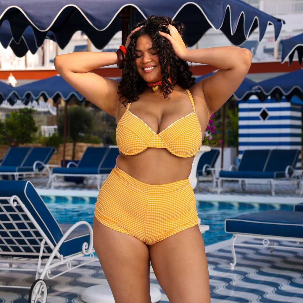TOP213: Decorative Ditzy Underwire Bikini Top - Orange Cream