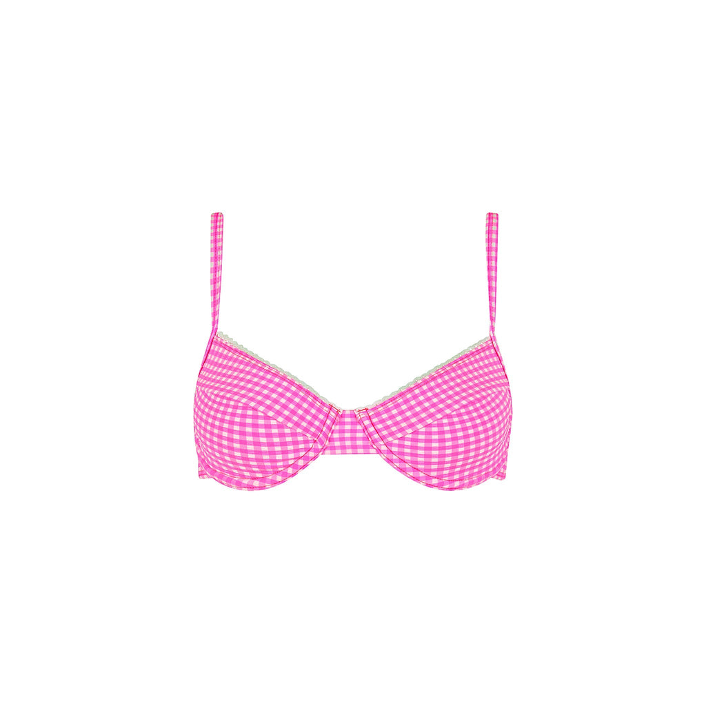 TOP152: Ditzy Underwire Bra Bikini Top - Pink Diva