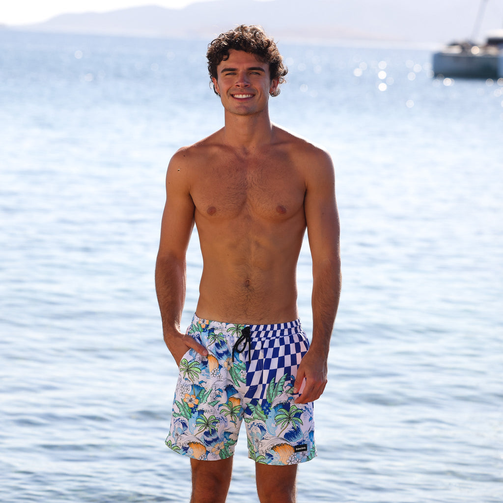TRUNK110: Men's Swim Trunks - Blue Crush