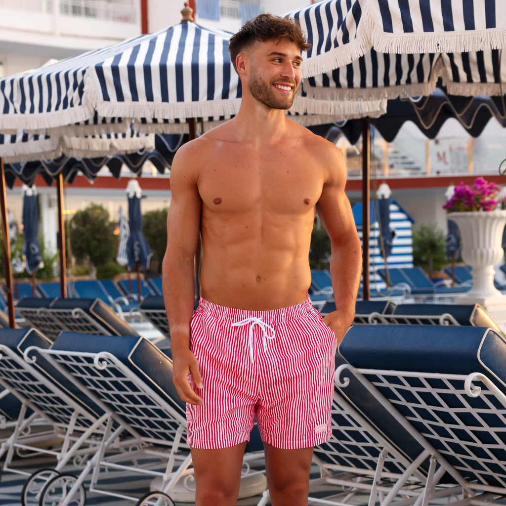 TRUNK110: Men's Swim Trunks - Cherry Cola