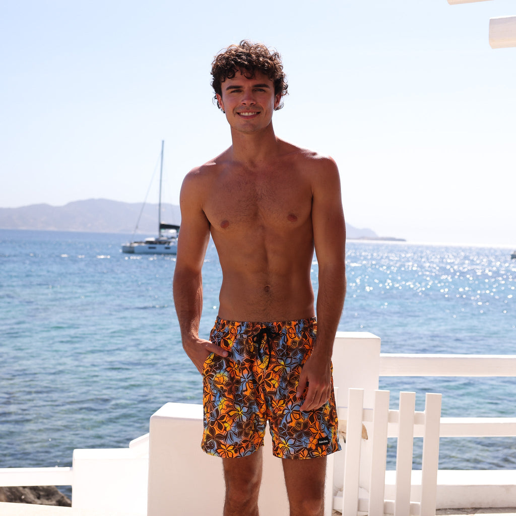 TRUNK110: Men's Swim Trunks - Frangipani Fizz