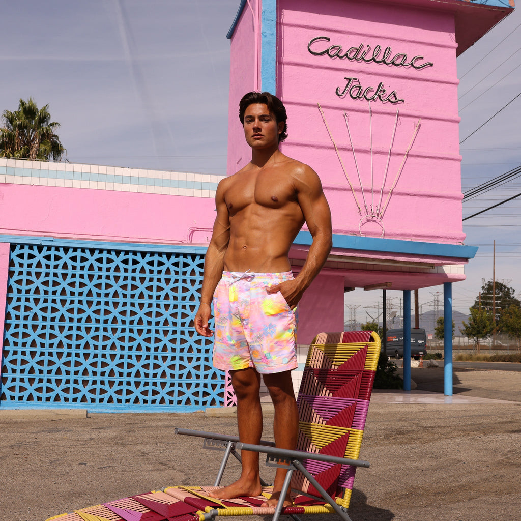 TRUNK110: Men's Swim Trunks - Sunset Universe