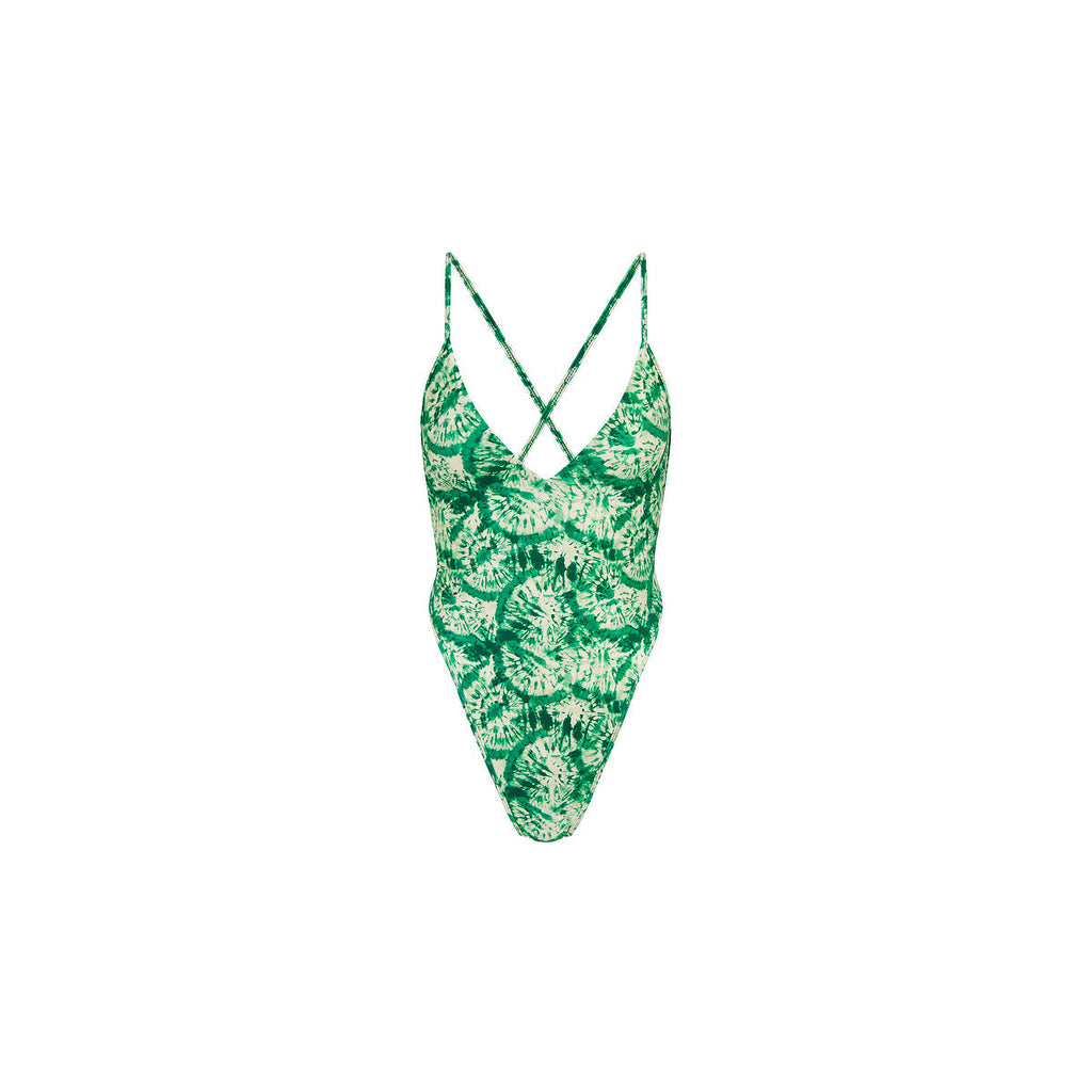 ONE325: Plunge Cross Back One Piece - Emerald Tides