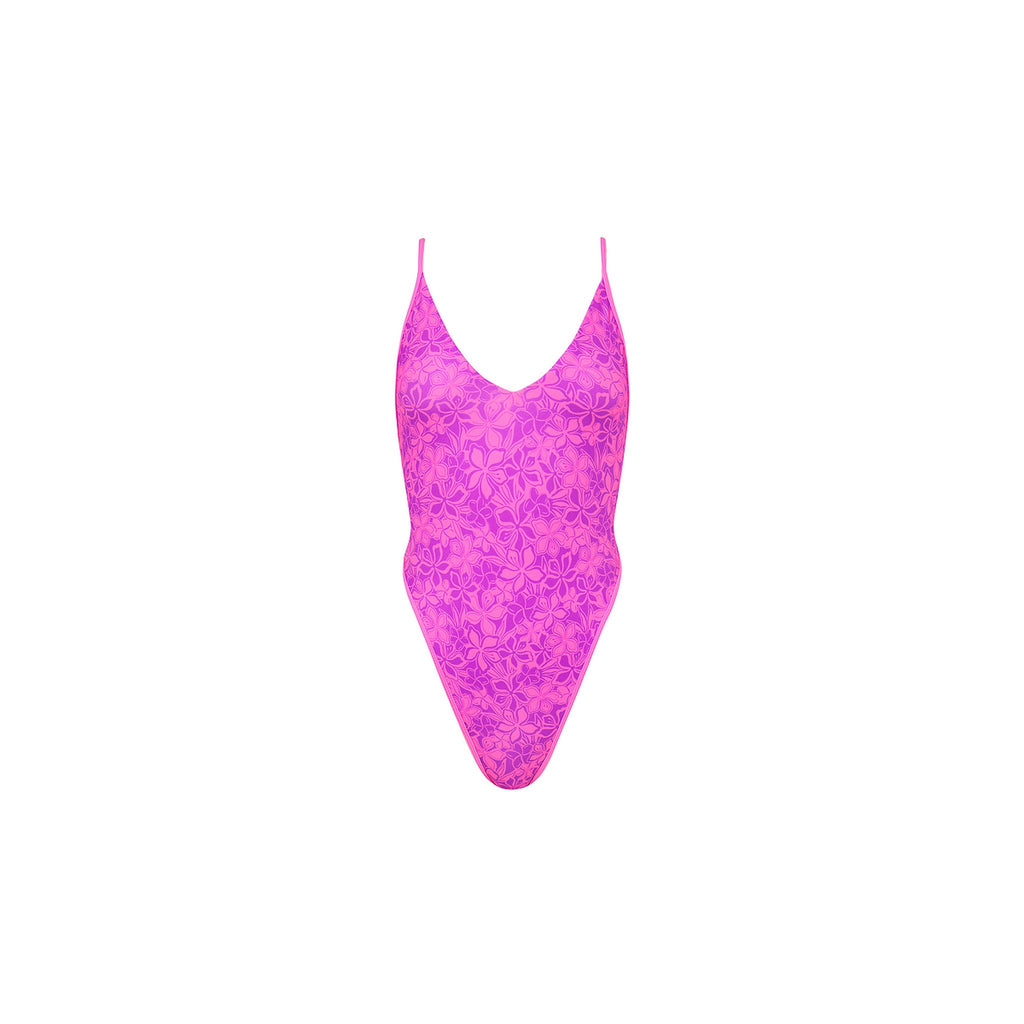 ONE325: Plunge Cross Back One Piece - Bubble Berry