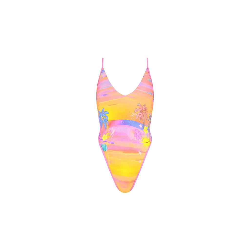 ONE325: Plunge Cross Back One Piece - Sunset Universe