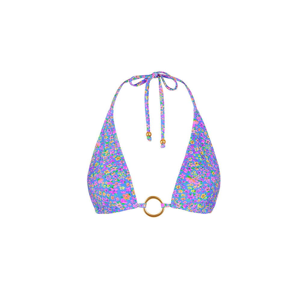 TOP188: Ring Halter Bikini Top - Bubblegum Blossom
