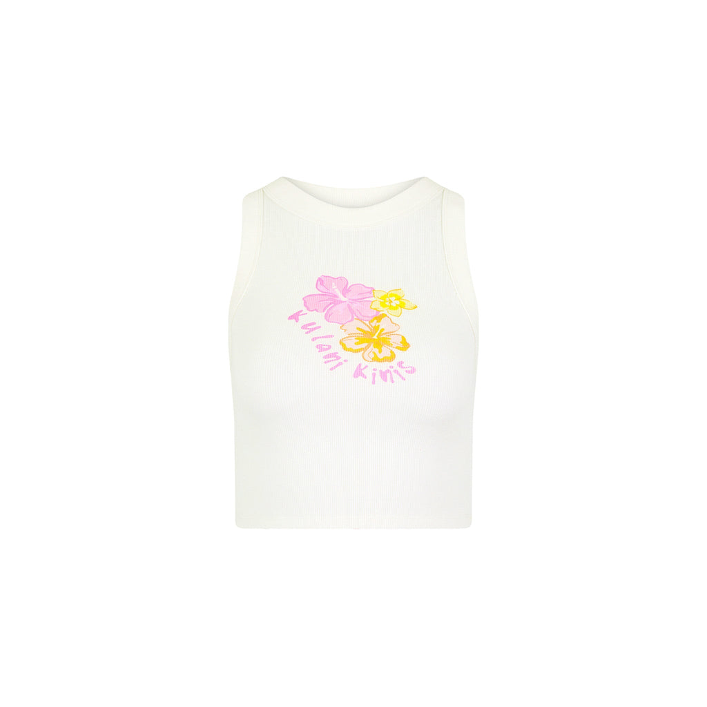 11453: Bind Crop Tank Top - Hibiscus Sun