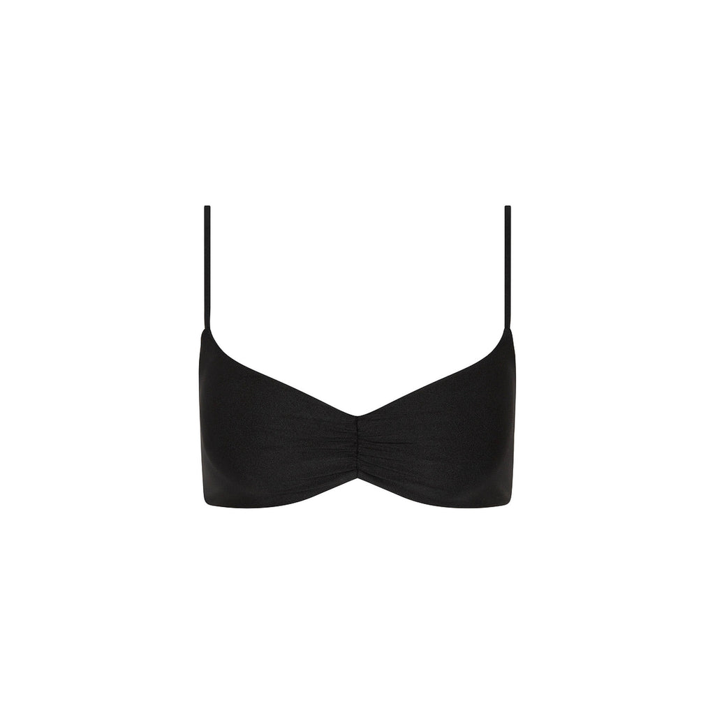 TOP210: Gathered Mini Crop Bikini Top - Twilight Black