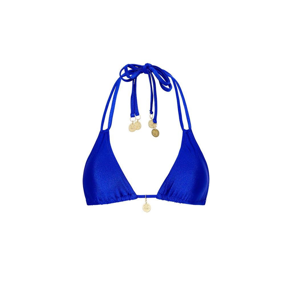TOP155: Halter Bralette Bikini Top - Blue Lagoon