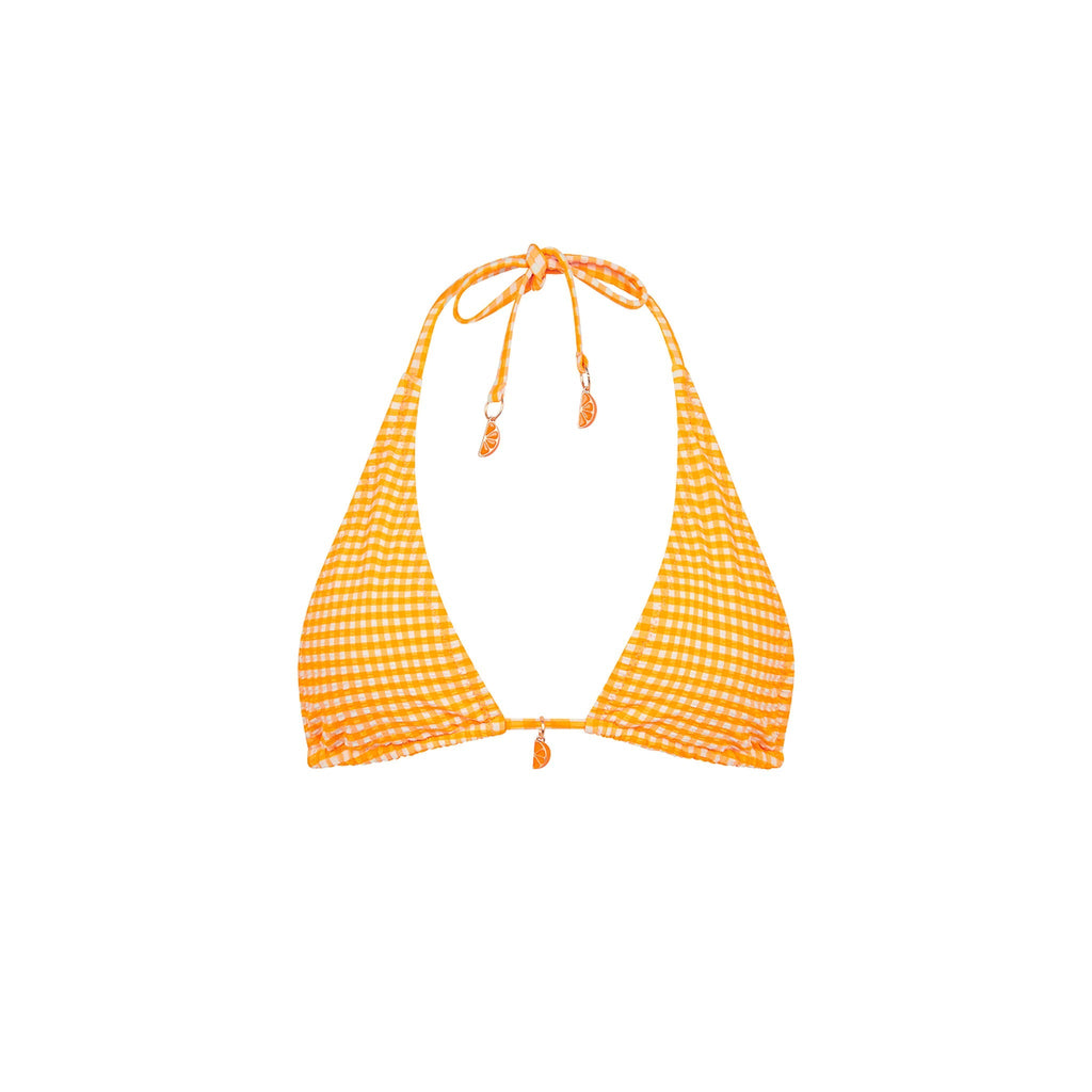TOP170: Classic Tie Halter Bikini Top - Orange Cream