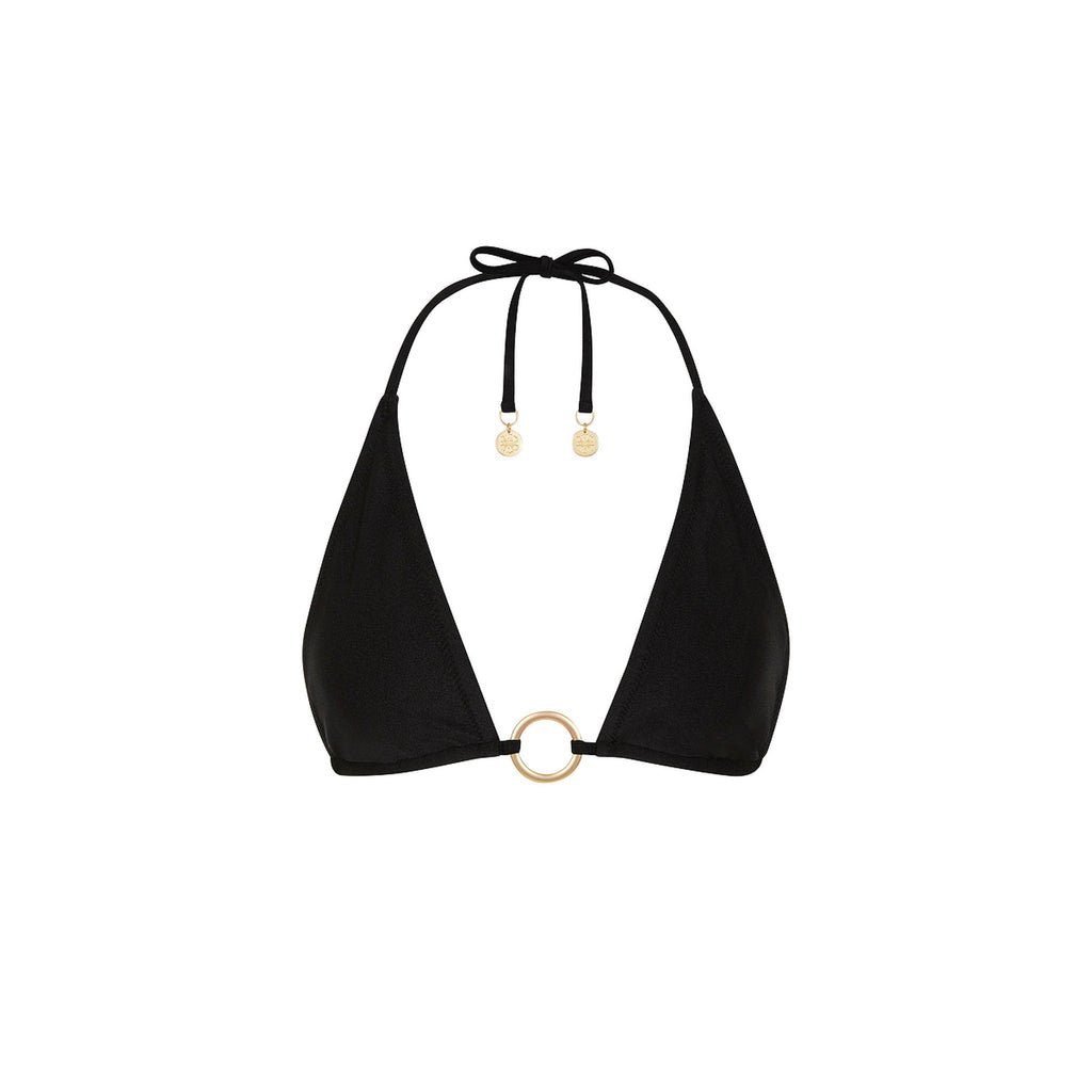 TOP188: Ring Halter Bikini Top - Twilight Black