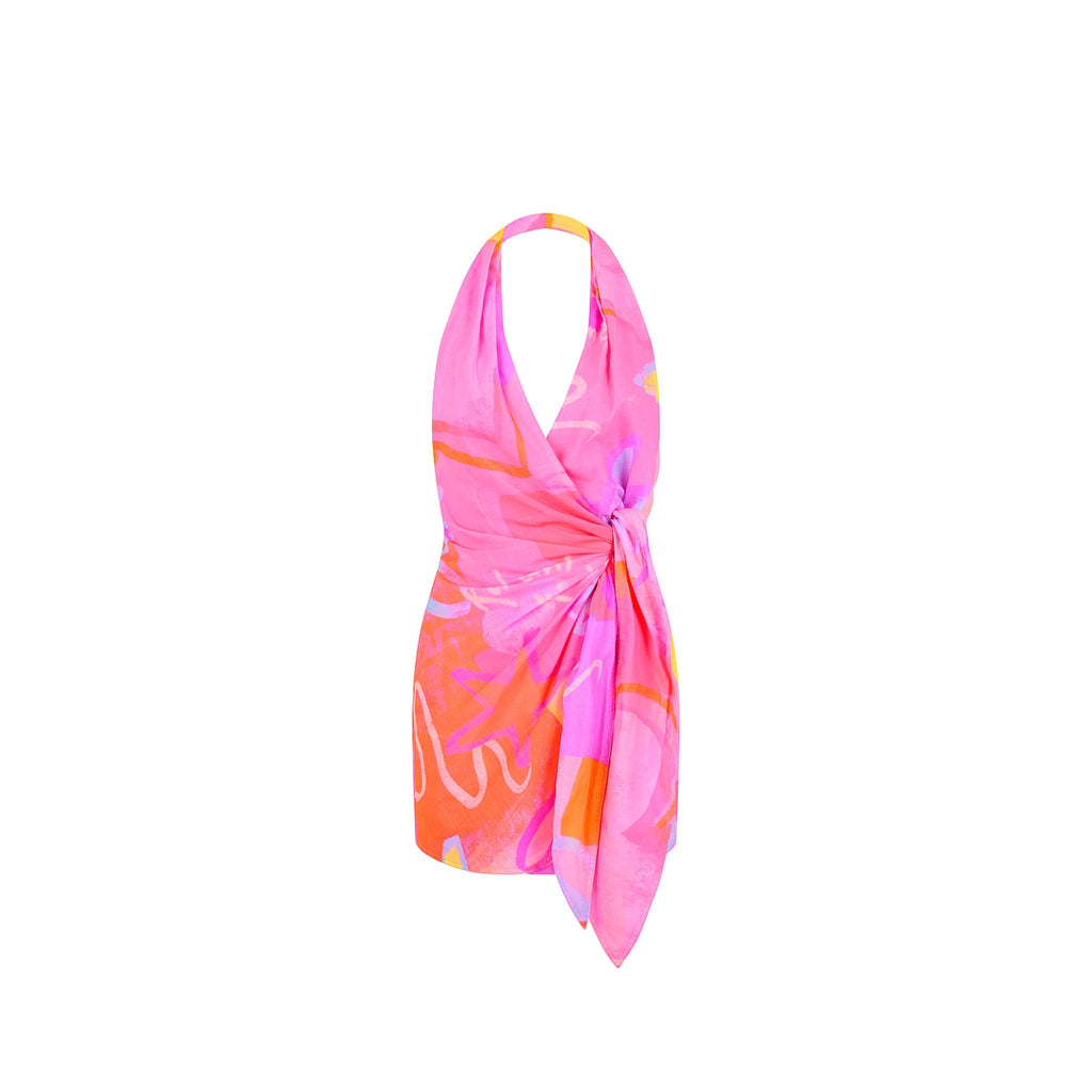 14478: Halter Wrap Mini Dress - Heartbreaker
