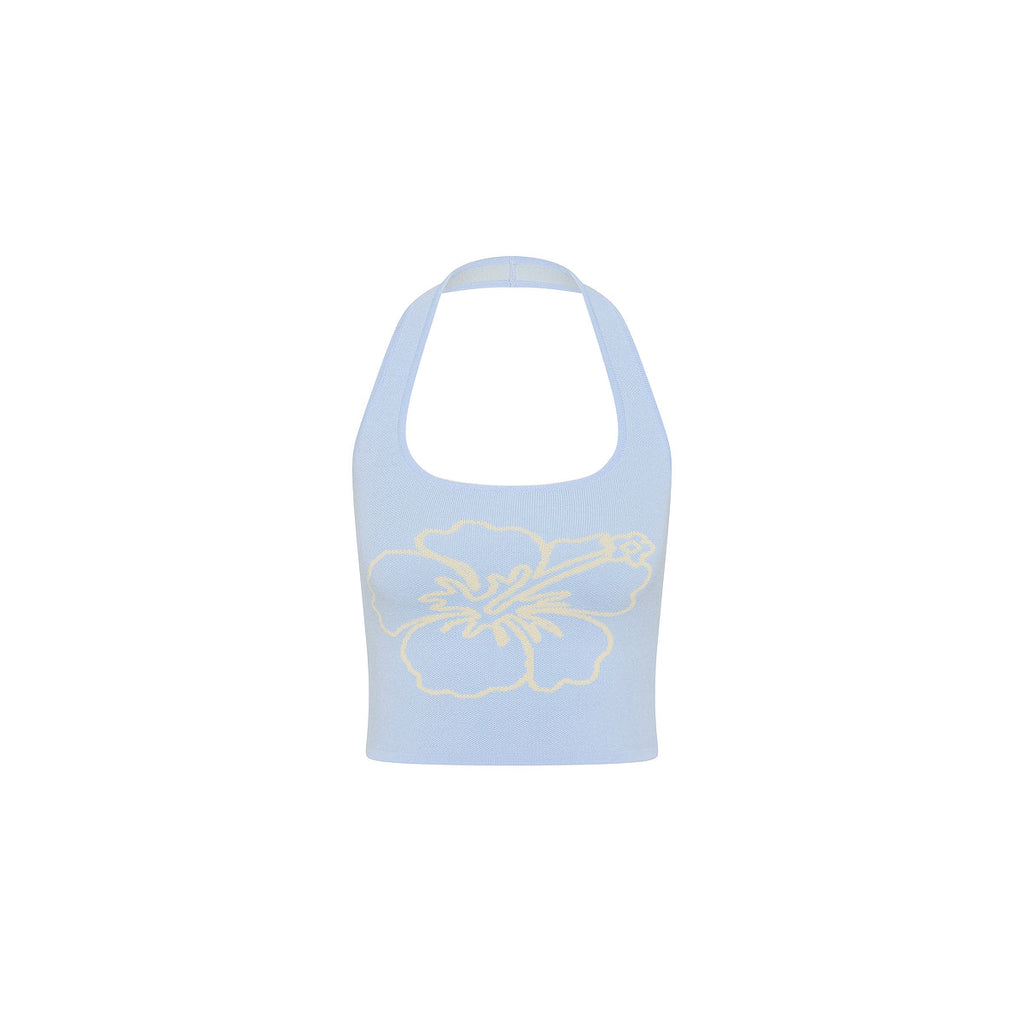 11489: Knit Halter Tank Top - Floral Fizz