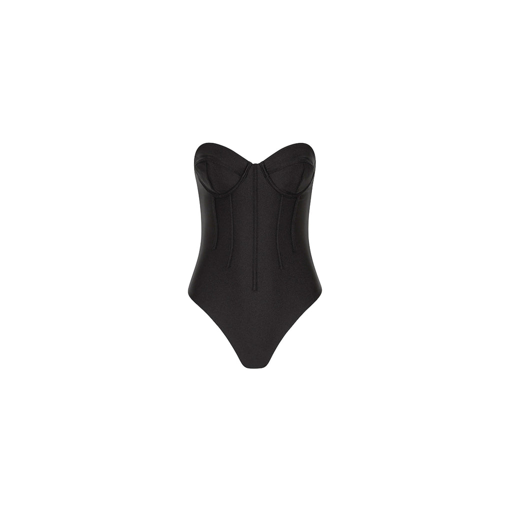 ONE341: Contour Strapless Cheeky One Piece - Twilight Black