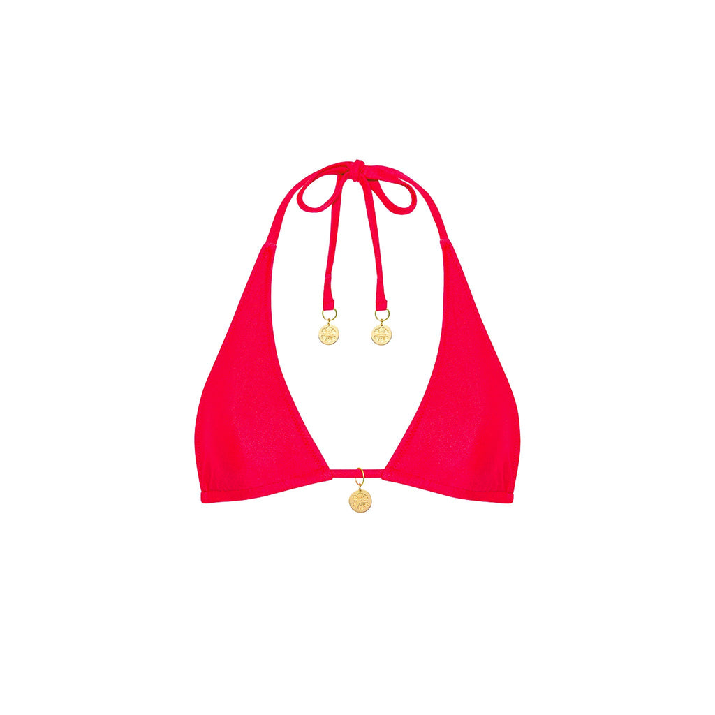 TOP170: Classic Tie Halter Bikini Top - Cherry Crush