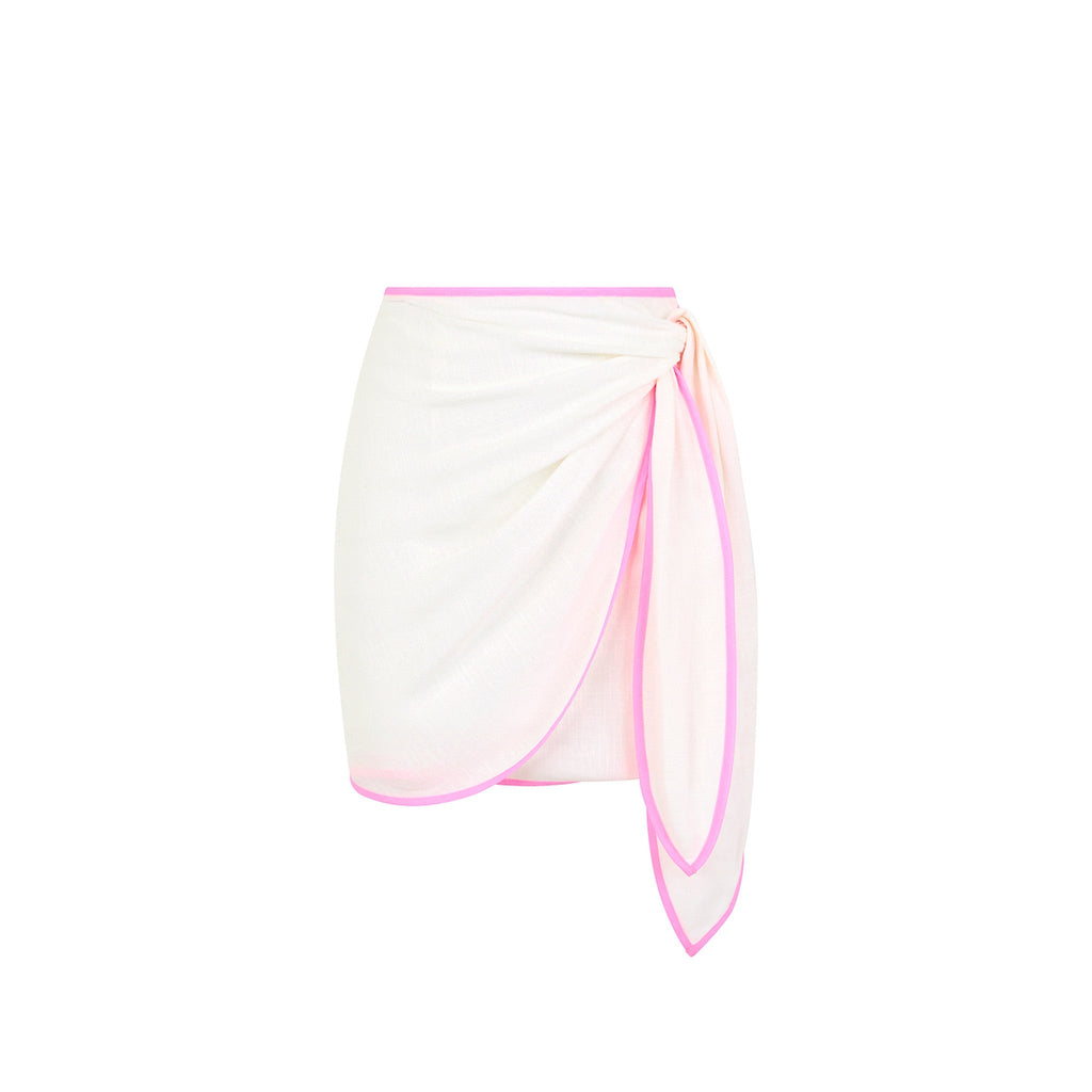 12474: Wrap Tie Mini Skirt - White