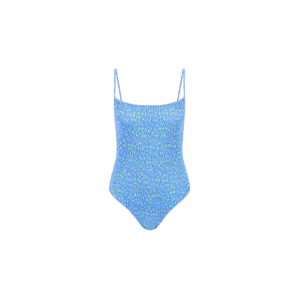 ONE339: Shirred Low Back One Piece - Lemon Bloom