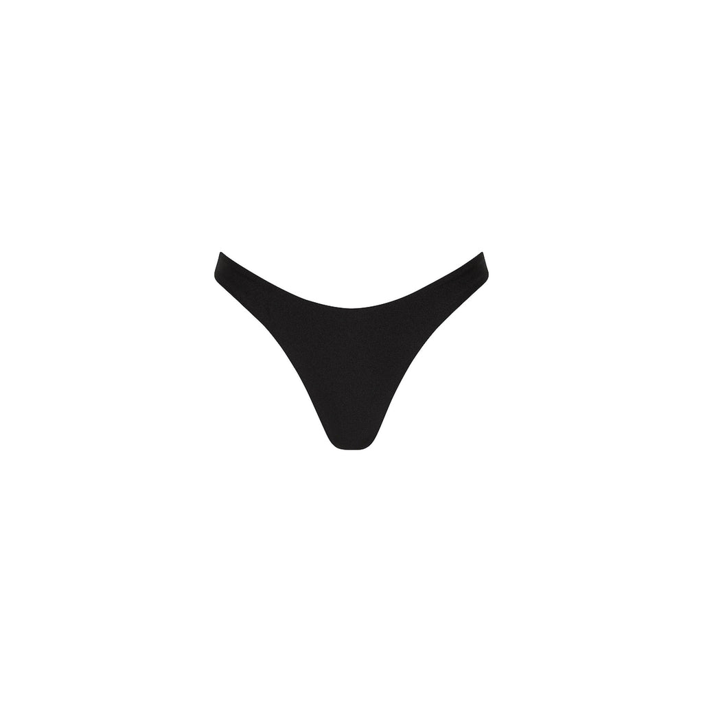 BOT278: Gathered Deep V Thong Bikini Bottom - Twilight Black