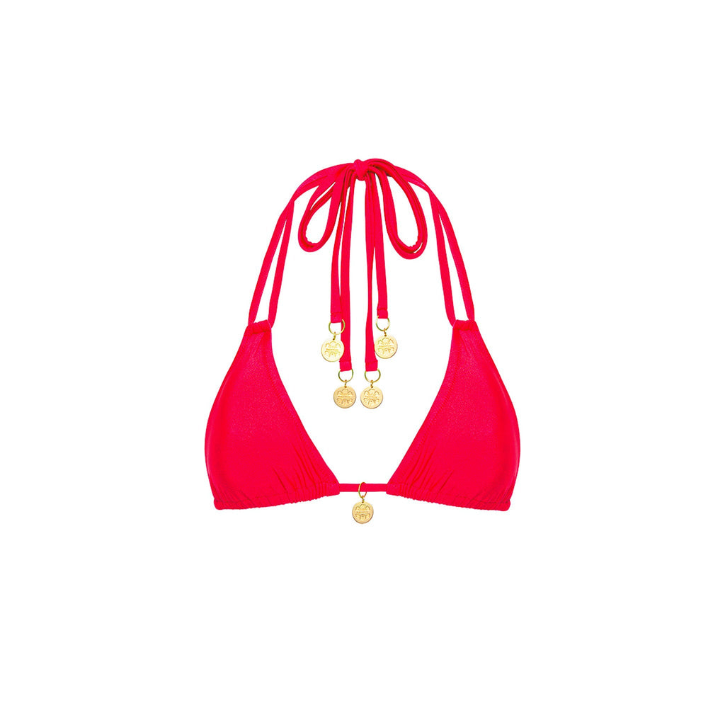 TOP155: Halter Bralette Bikini Top - Cherry Crush