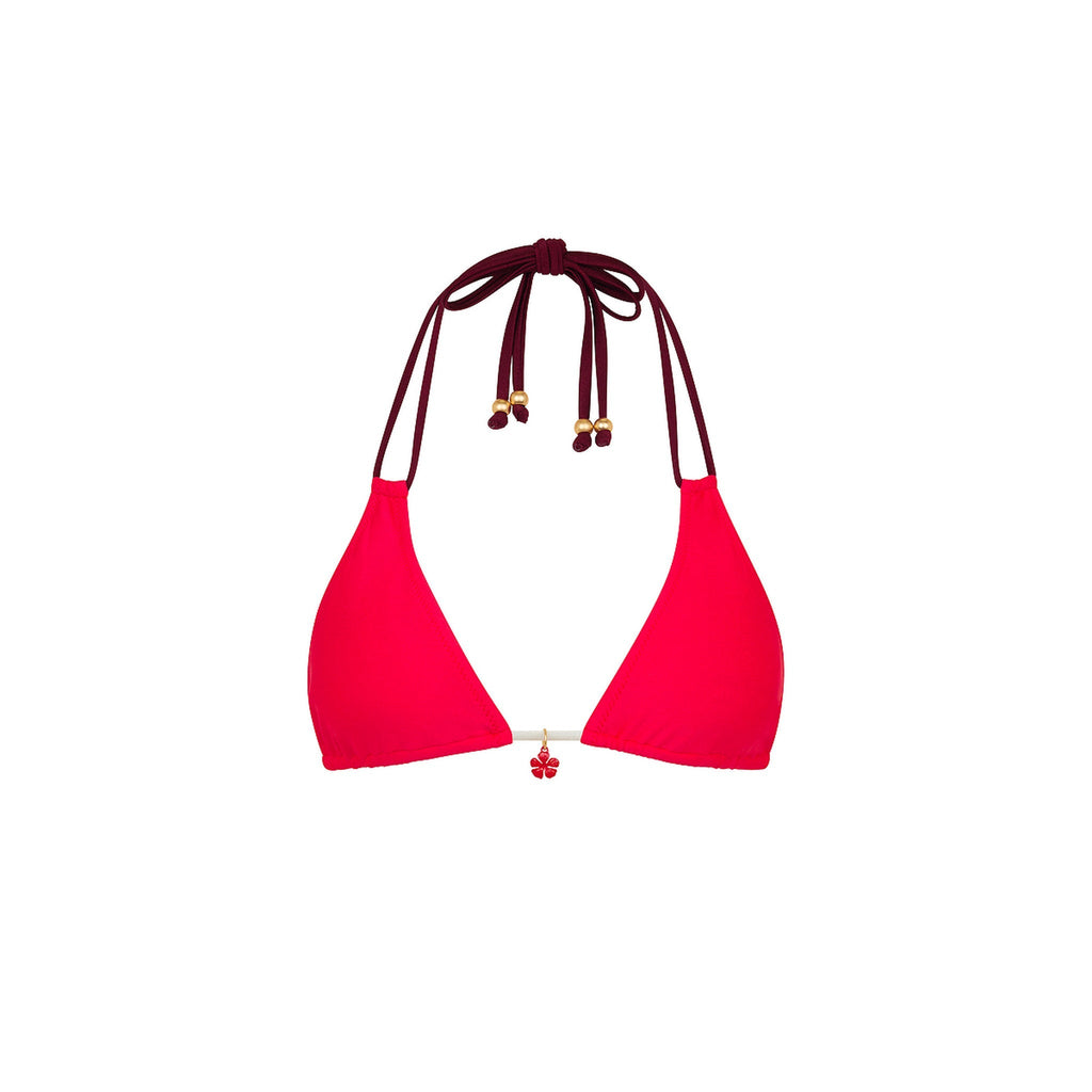 TOP155: Halter Bralette Bikini Top - Cherry Cola
