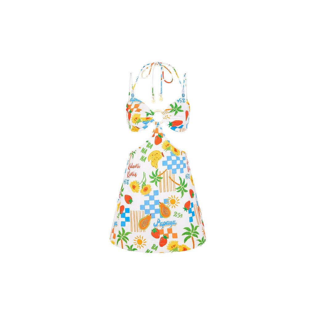 14510: Beaded Cut Out Mini Dress - Suncatcher