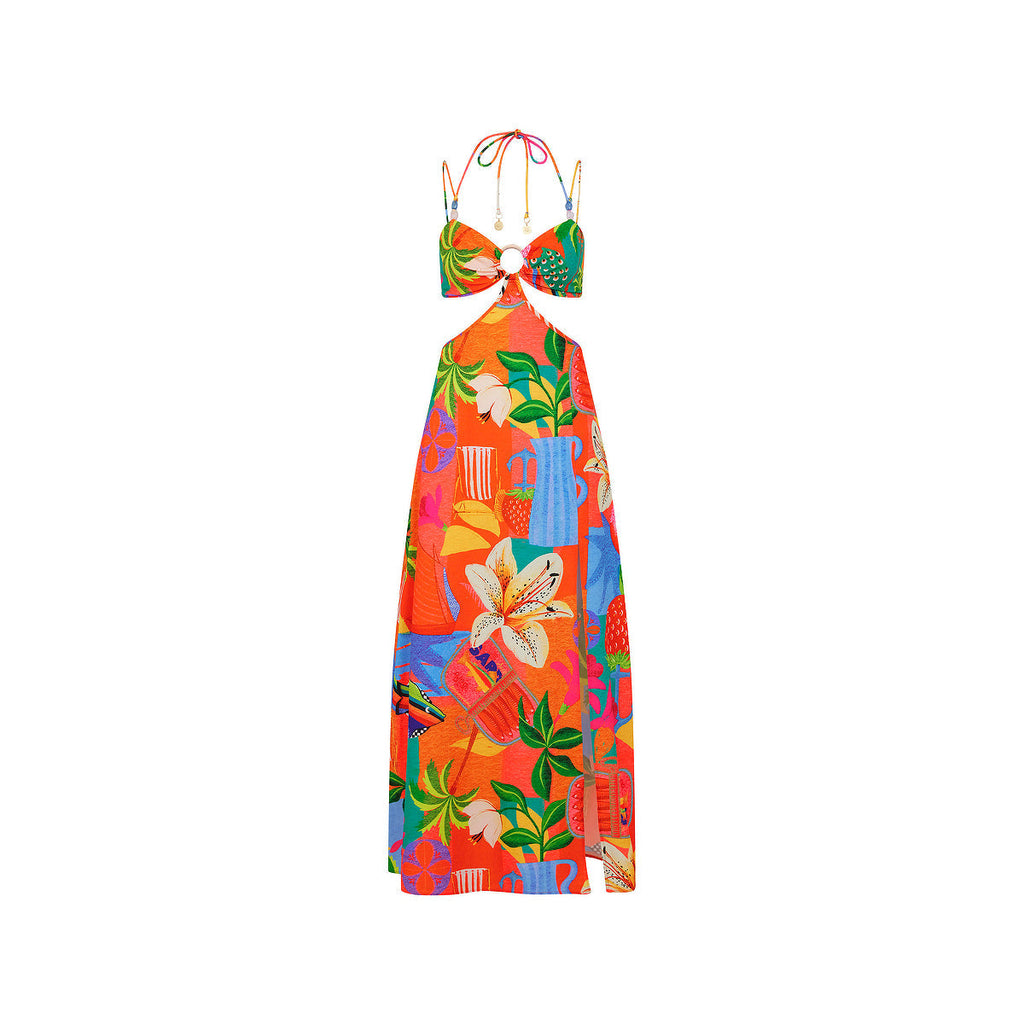 14508: Beaded Cut Out Maxi Dress - Havana Haven