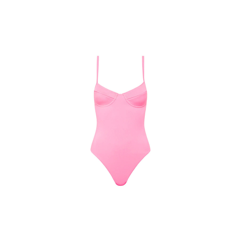 ONE319: Underwire Cheeky One Piece - Taffy Pink Ribbed