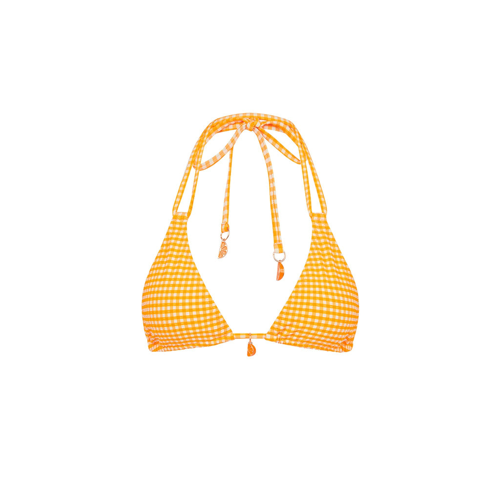 TOP177: Simple Strap Halter Bikini Top - Orange Cream