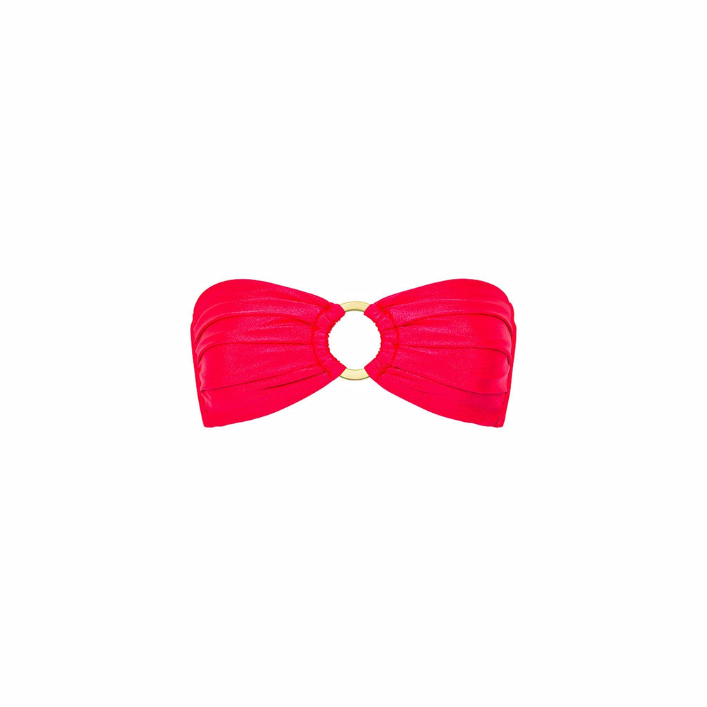 TOP154: Strapless Bandeau Bikini Top - Cherry Crush
